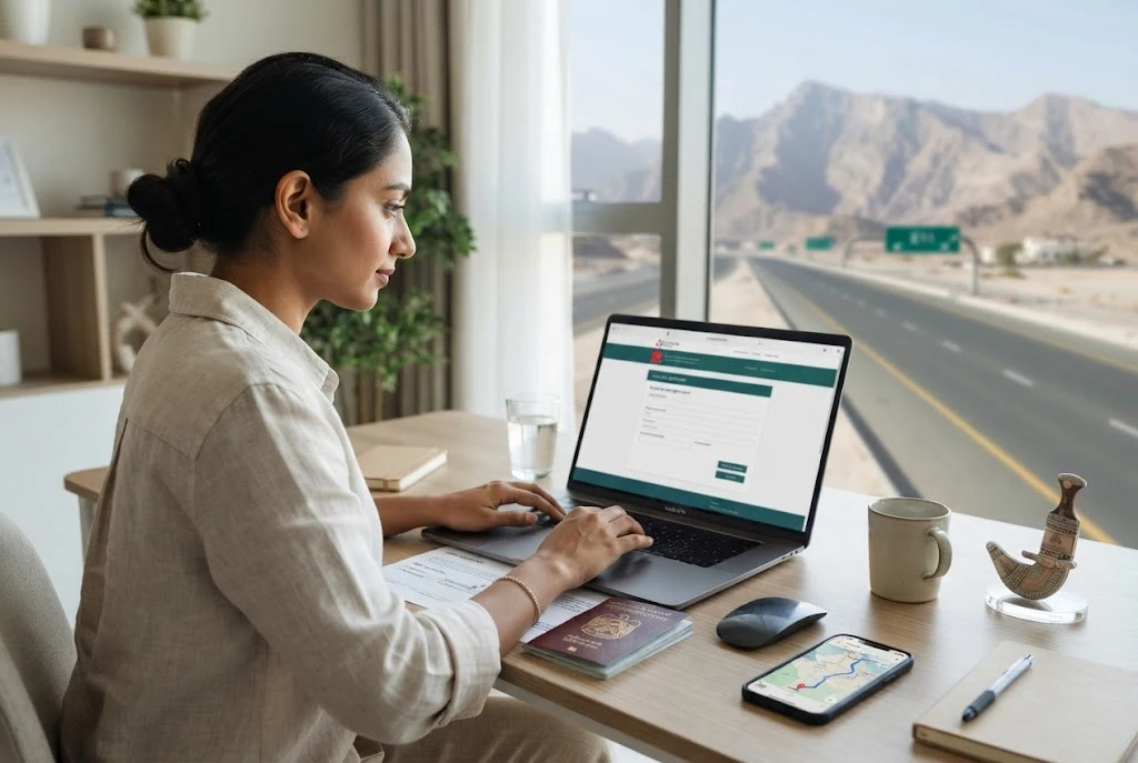 Traveller applying for an Oman visa from the UAE online