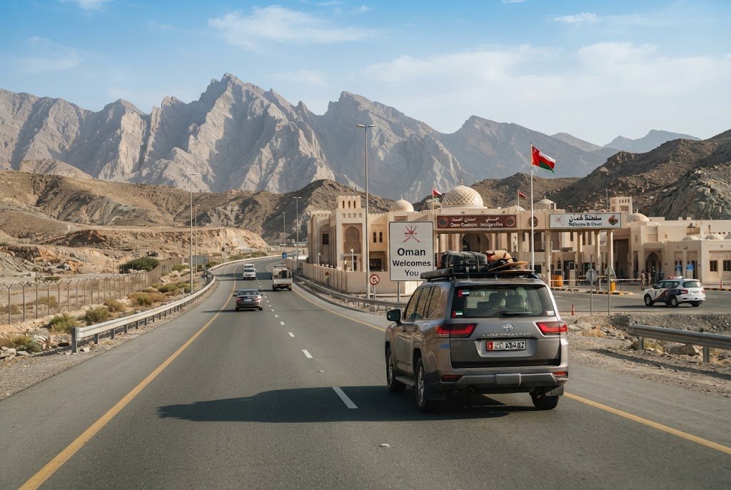 Oman visa for UAE residents and UAE to Oman road travel near an Oman border crossing